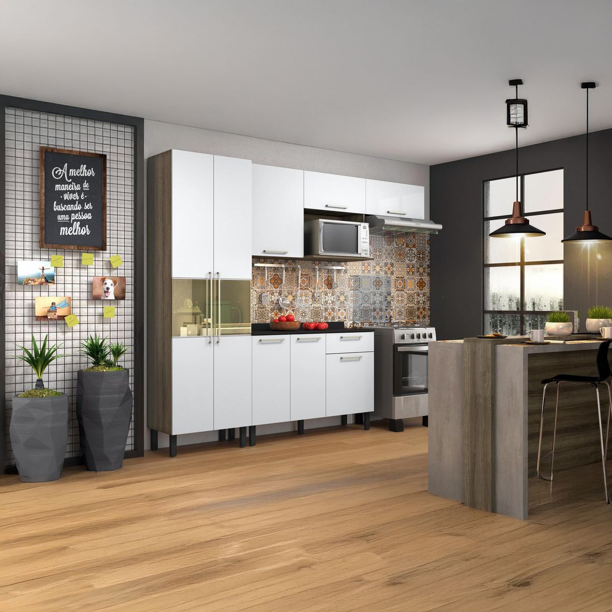 VEKKAHOME - Kit Cocina 253X42X210 Cm Mdf