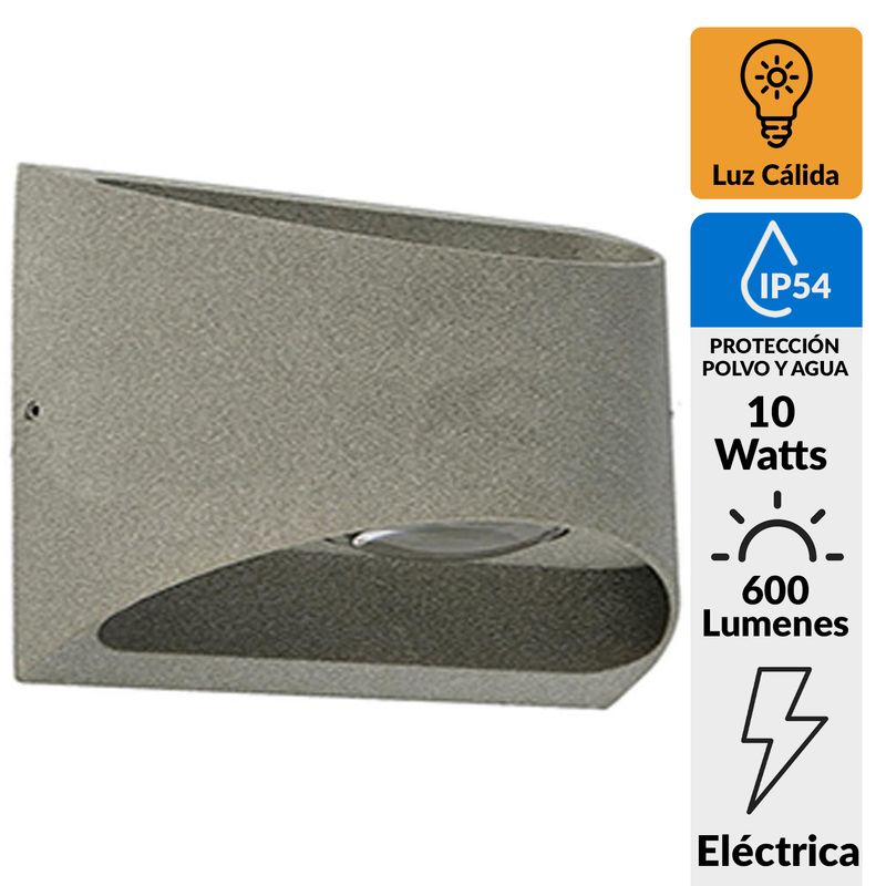 HB LEDS - Apliqué Exterior Led 10 W IP 54 600 lm Luz Cálida