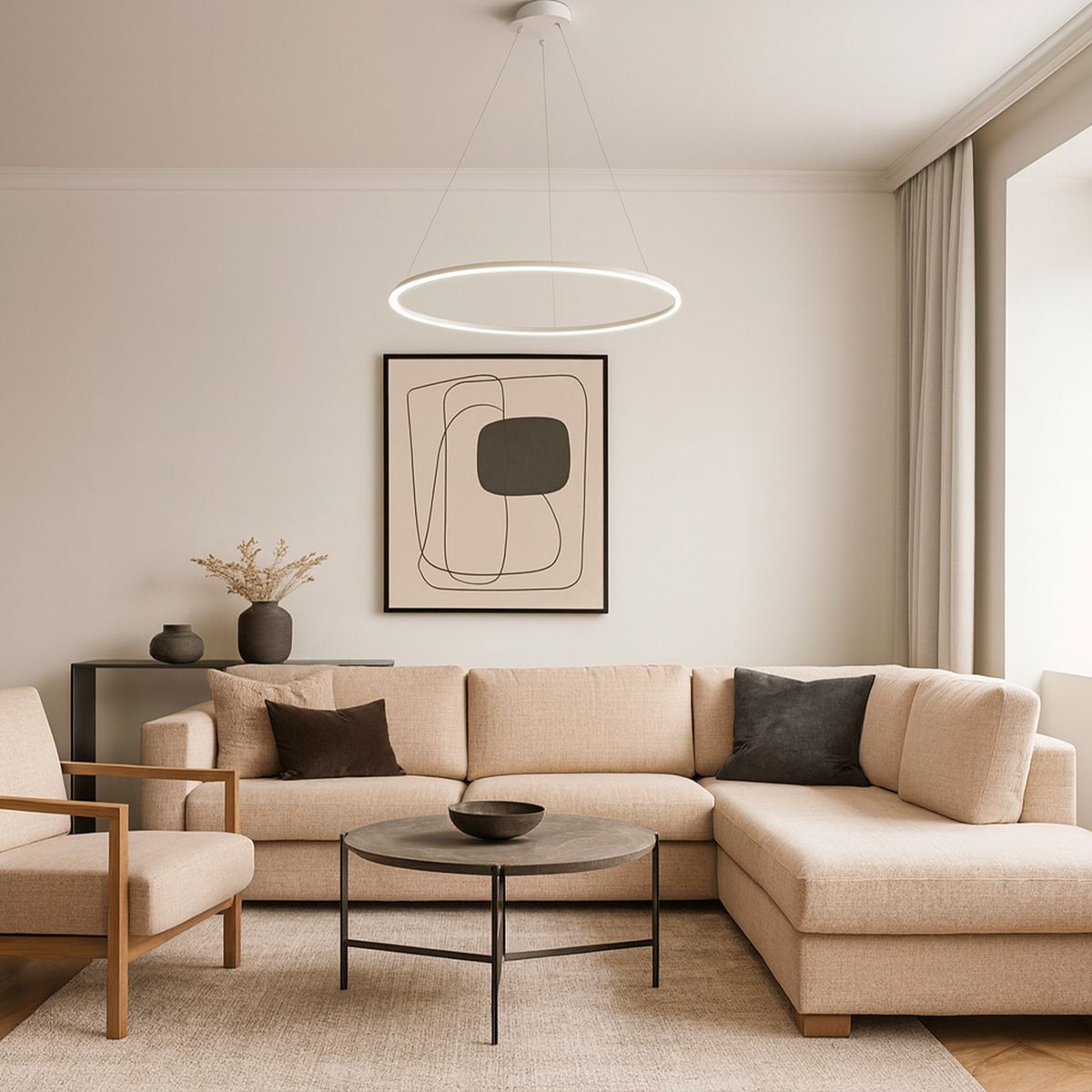 HB LEDS - Lámpara Colgante Aro Led Aluminio Blanco