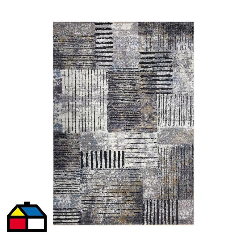 MASHINI - Alfombra frise Manhattan 3D ribe 133x190 cm multicolor