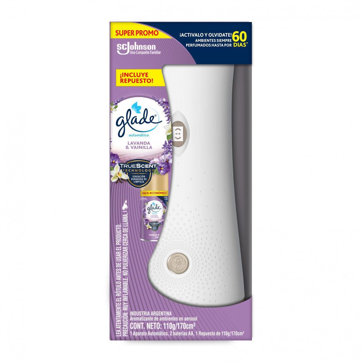 GLADE - Desodorante Ambiental Automático Glade Lavanda y Vainilla 175 gr