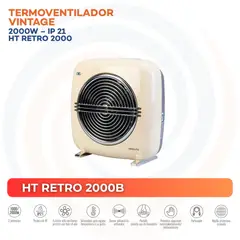 AIROLITE - Termoventilador Vintage Eléctrico 2000 W HT RETRO 2000B Blanco