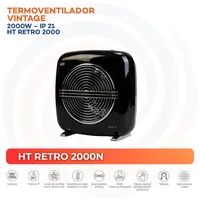 Termoventilador Vintage Eléctrico 2000 W HT RETRO 2000N Negro