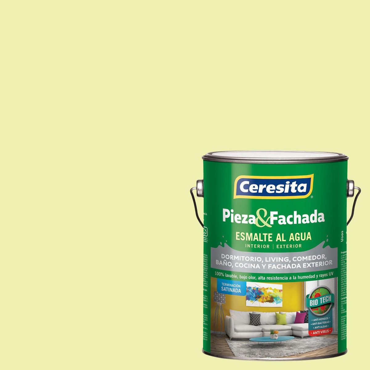 CERESITA - Esmalte al Agua Pieza y Fachada Satinado 1 galón(es) Gris Iced Silver