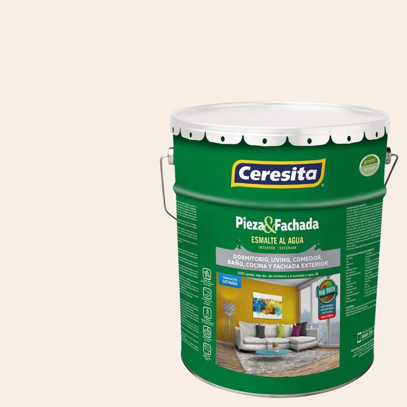 CERESITA - Esmalte al Agua Pieza y Fachada Satinado 5 galón(es) Incoloro Cartilla