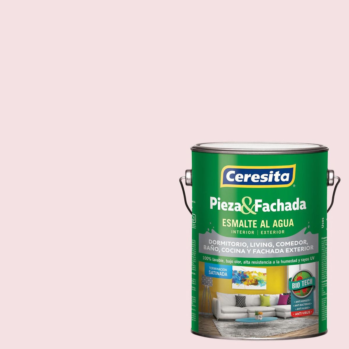 CERESITA - Esmalte al Agua Pieza y Fachada Satinado 1 galón(es) Blanco Bridal Bouquet