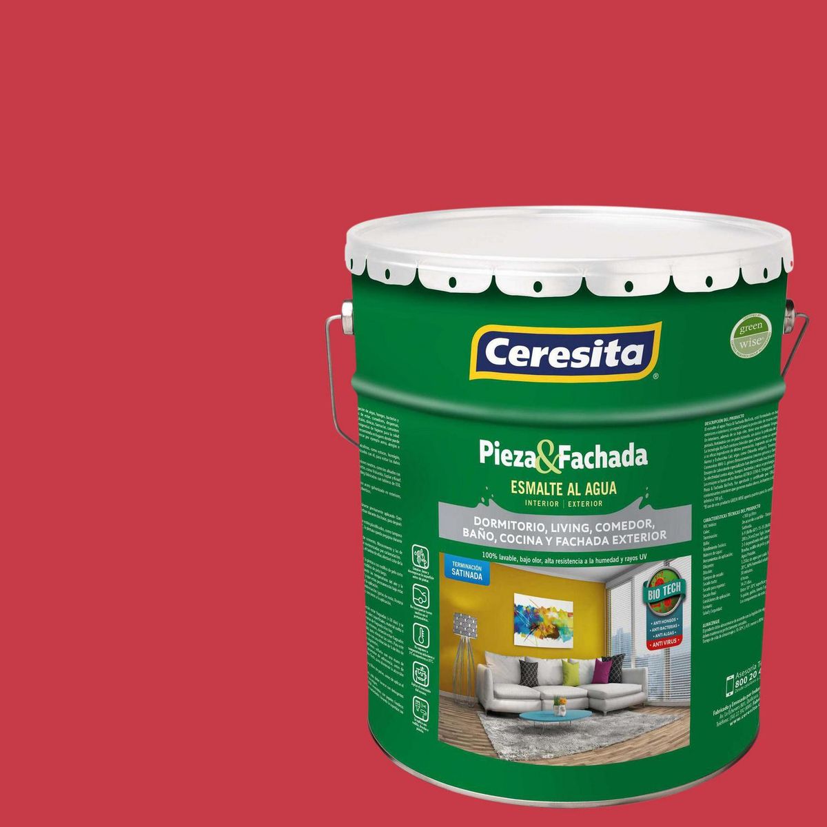 CERESITA - Esmalte al Agua Pieza y Fachada Satinado 5 galón(es) Rojo Red Alert