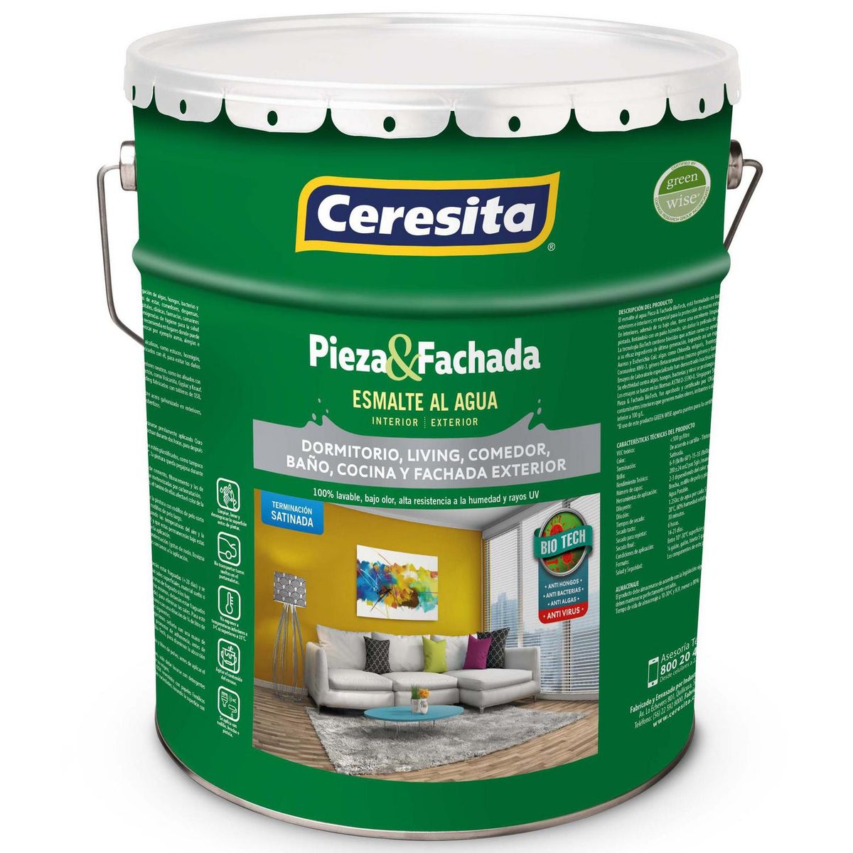 CERESITA - Esmalte al Agua Pieza y Fachada Satinado 5 galón(es) Rojo Red Alert