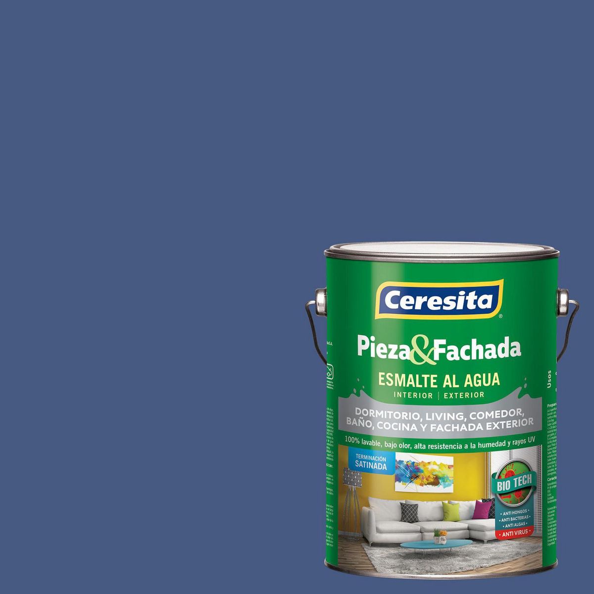 CERESITA - Esmalte al Agua Pieza y Fachada Satinado 1 galón(es) Azul Enchanted Blue