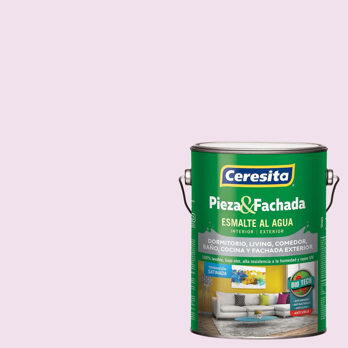 CERESITA - Esmalte al Agua Pieza y Fachada Satinado 1 galón(es) Rosado Cherish