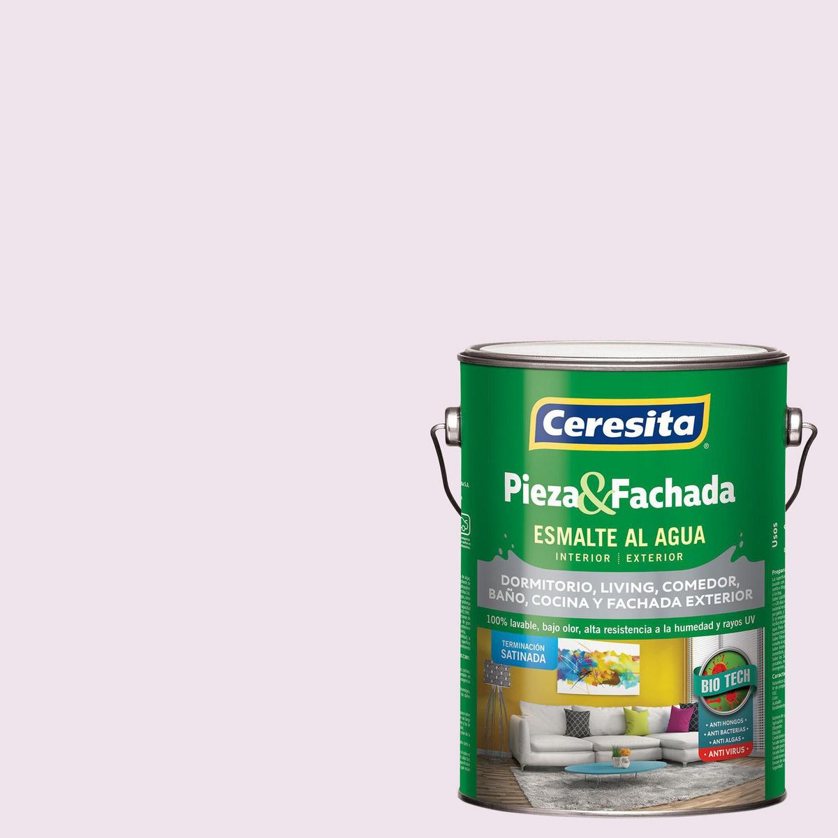 CERESITA - Esmalte al Agua Pieza y Fachada Satinado 1 galón(es) Gris Plum Frost