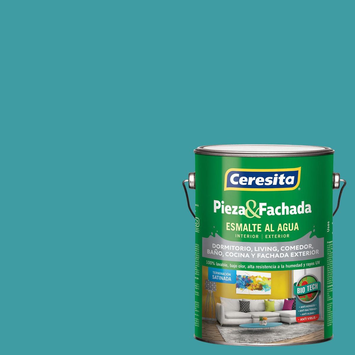 CERESITA - Esmalte al Agua Pieza y Fachada Satinado 1 galón(es) Azul Sea Fascination