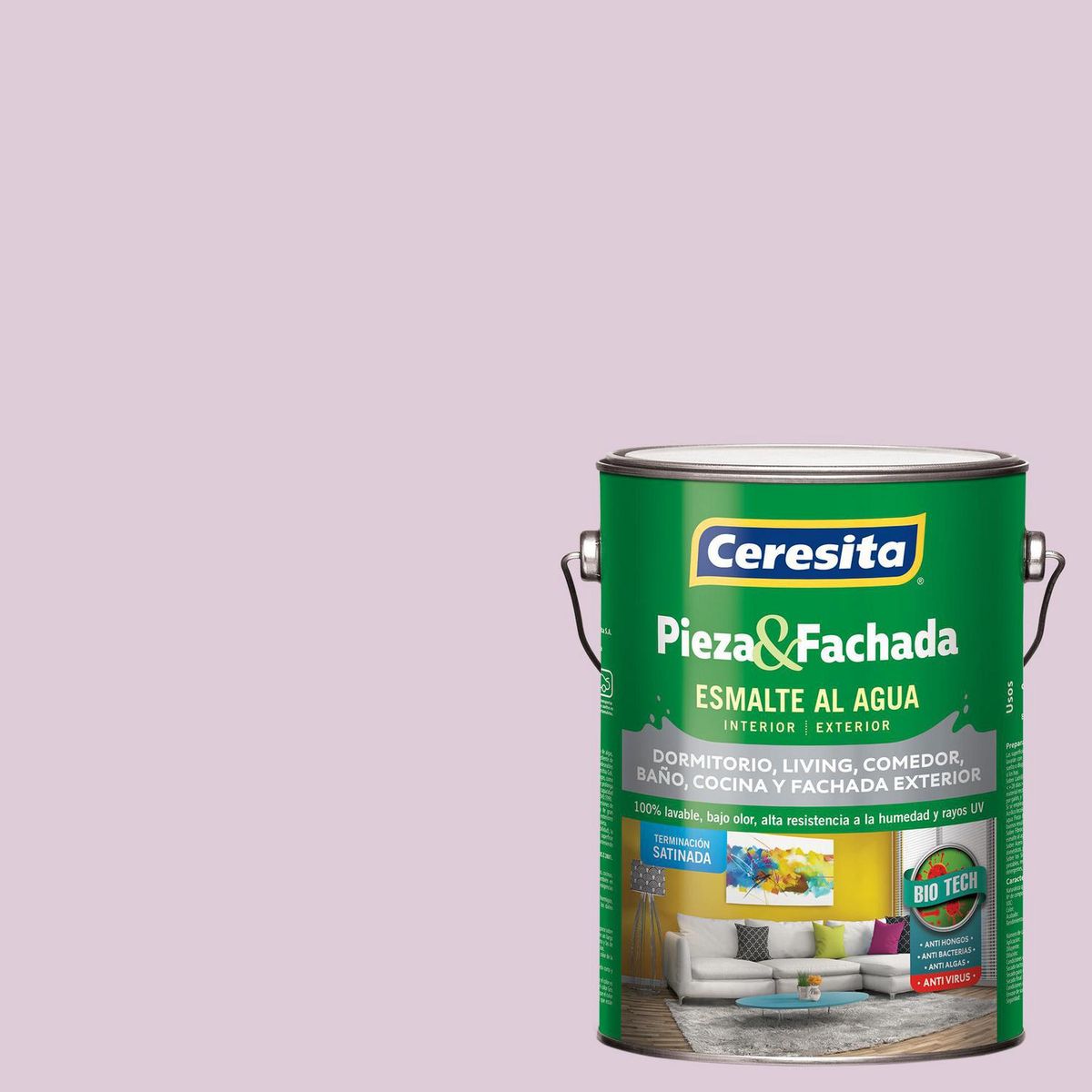 CERESITA - Esmalte al Agua Pieza y Fachada Satinado 1 galón(es) Morado Violet Fluff