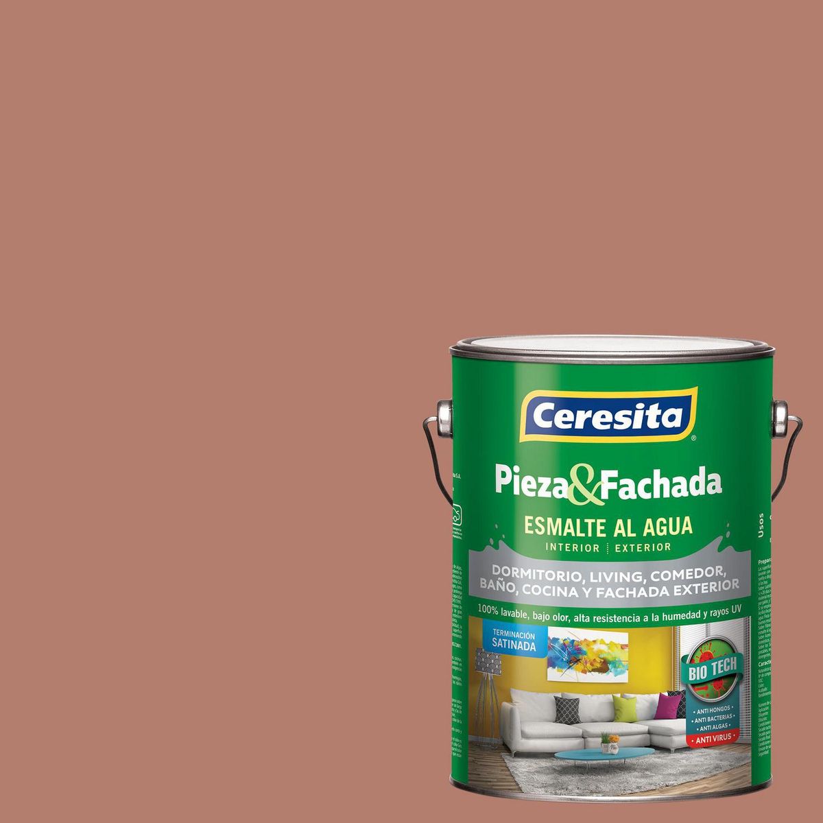 CERESITA - Esmalte al Agua Pieza y Fachada Satinado 1 galón(es) Café Burnt Copper