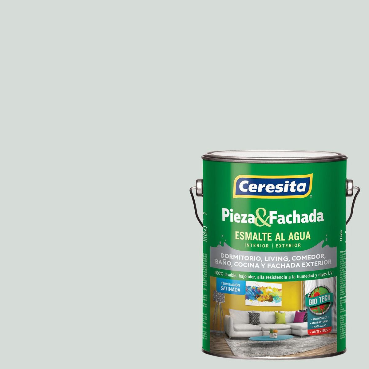 CERESITA - Esmalte al Agua Pieza y Fachada Satinado 1 galón(es) Gris Metropolitan Gray
