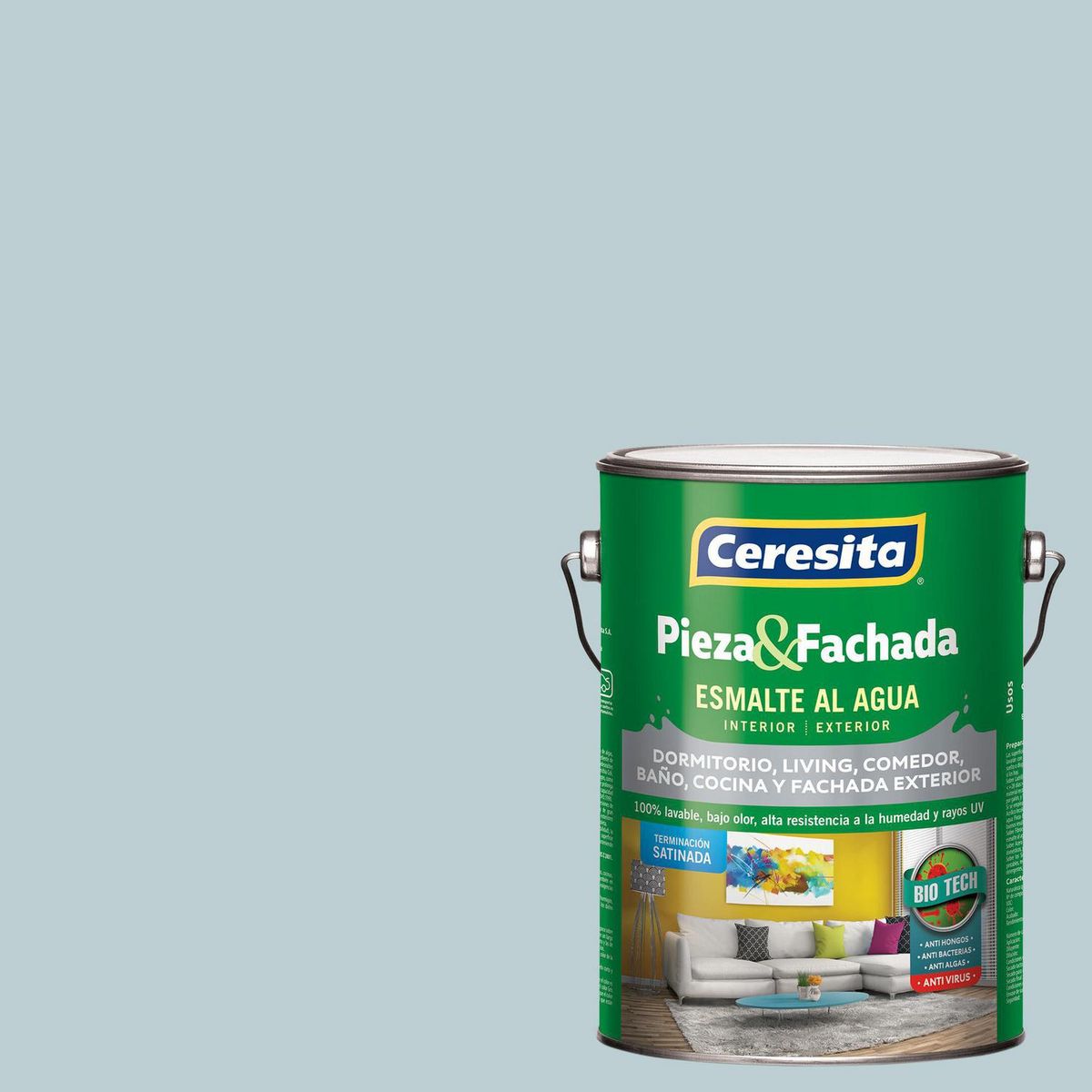 CERESITA - Esmalte al Agua Pieza y Fachada Satinado 1 galón(es) Celeste Impressionist Sky