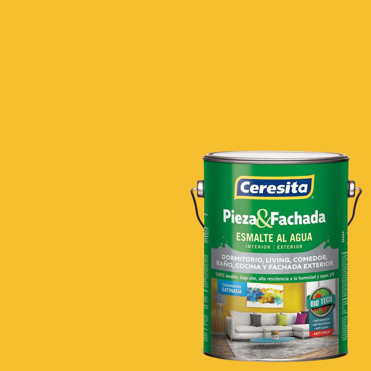 CERESITA - Esmalte al Agua Pieza y Fachada Satinado 1 galón(es) Amarillo Southern Phoenix
