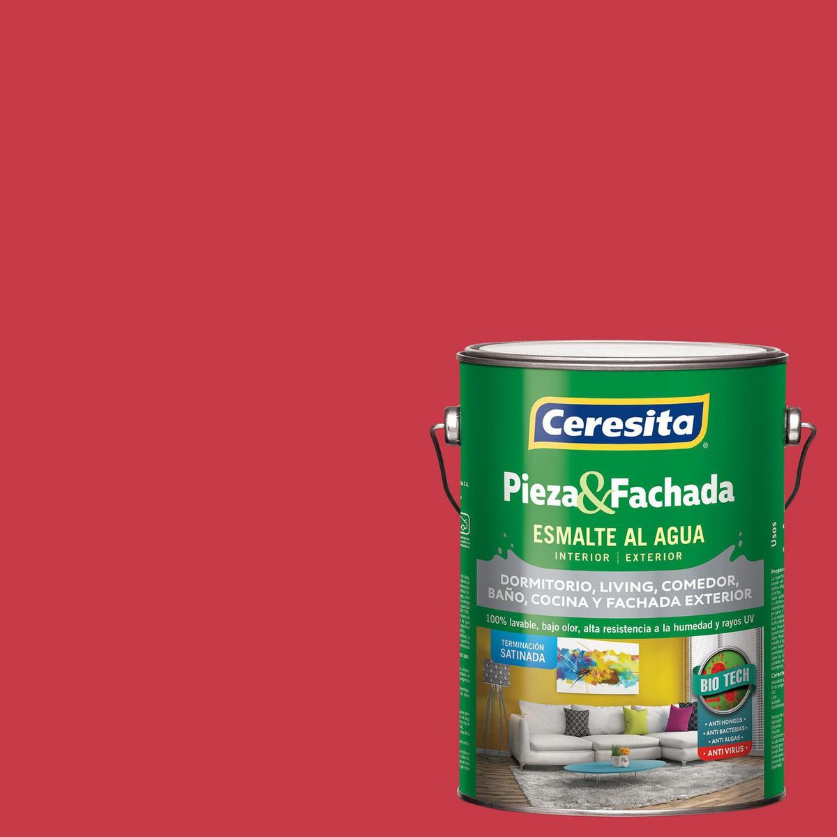 CERESITA - Esmalte al Agua Pieza y Fachada Satinado 1 galón(es) Rojo Red Alert