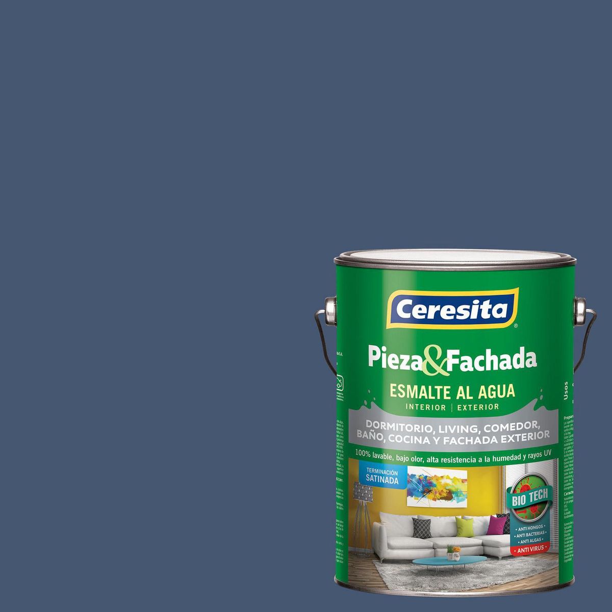 CERESITA - Esmalte al Agua Pieza y Fachada Satinado 1 galón(es) Azul Night Navy