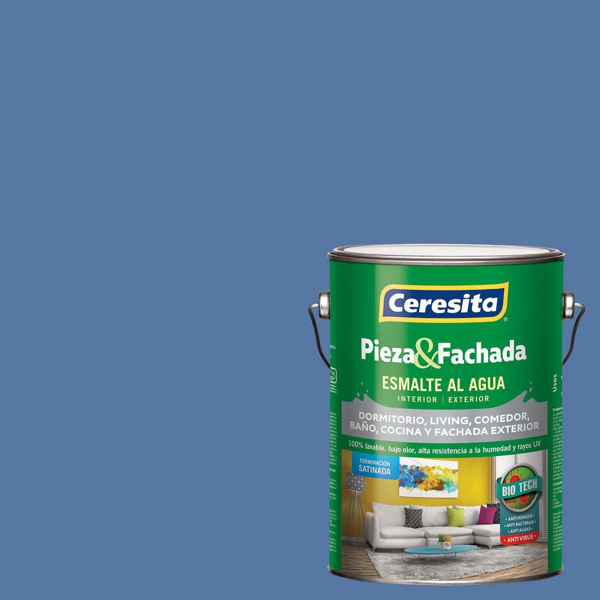 CERESITA - Esmalte al Agua Pieza y Fachada Satinado 1 galón(es) Azul Tropical Surf