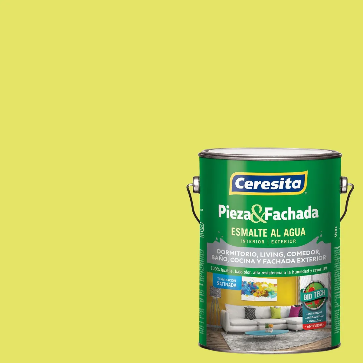 CERESITA - Esmalte al Agua Pieza y Fachada Satinado 1 galón(es) Verde Manzana