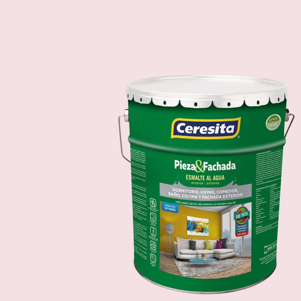 CERESITA - Esmalte al Agua Pieza y Fachada Satinado 5 galón(es) Blanco Bridal Bouquet