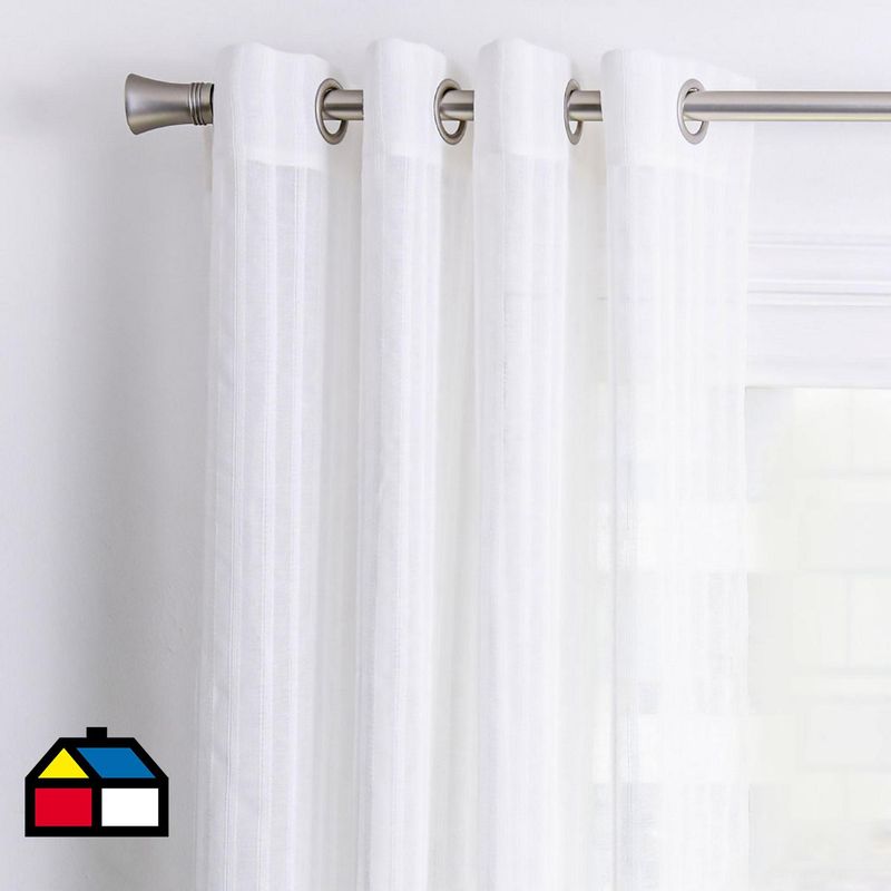 Auchan Cortina Color Blanco Con Bordado Hojas, 140x240 Centímetros 1 Unidad