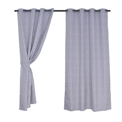 Set cortina jacquard 140x220 cm chevron texturada grey