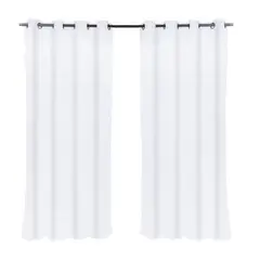 MASHINI - Cortina velo bordado argolla 140x220 cm geo blanco