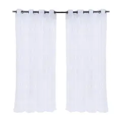 MASHINI - Cortina velo bordado argolla 140x220 cm rombo blanco