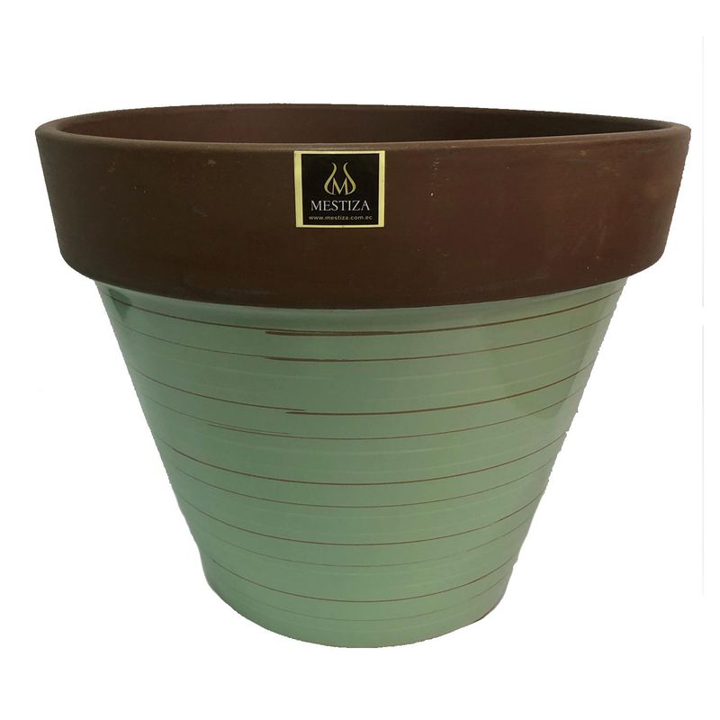 MESTIZA - Macetero Kony Cerámica 30x28cm menta / morena