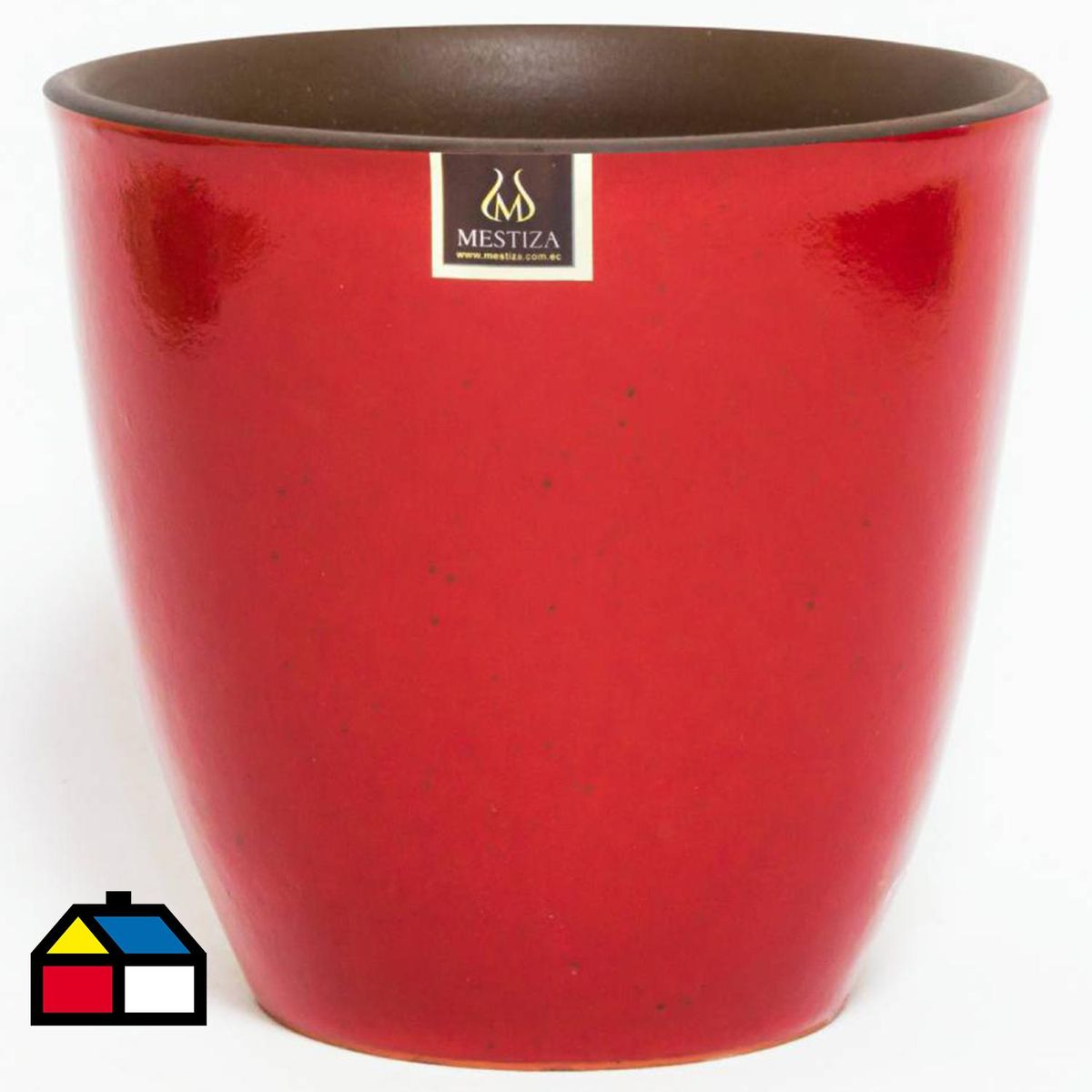 MESTIZA - Macetero Zafiro Cerámica 14x12cm roja / morena