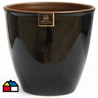 Macetero Zafiro Cermica 14x12cm negra / morena