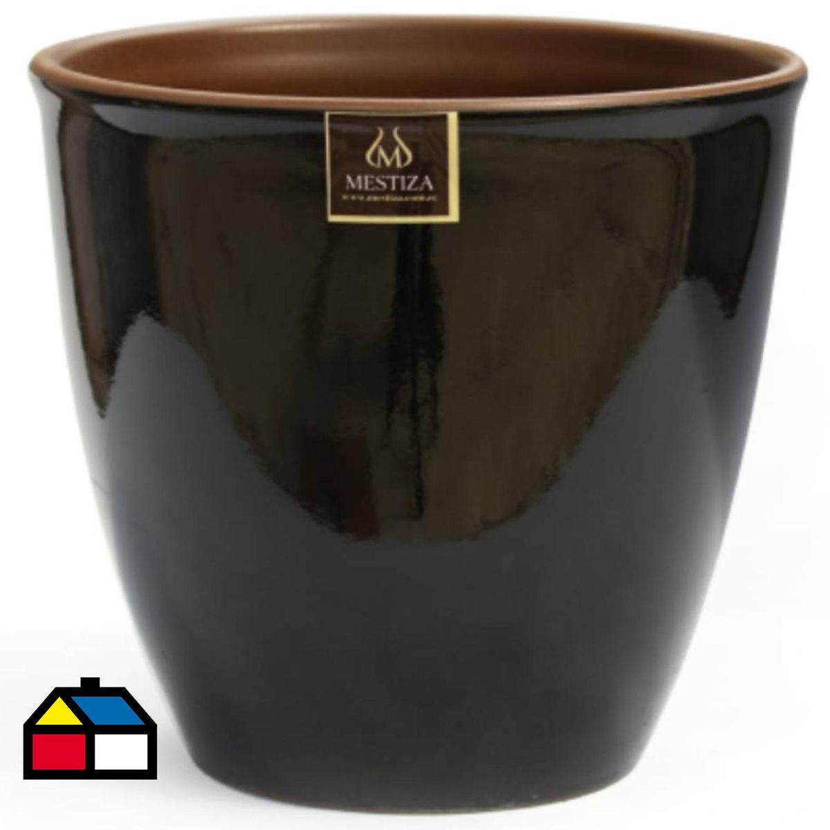 MESTIZA - Macetero Zafiro Cerámica 14x12cm negra / morena