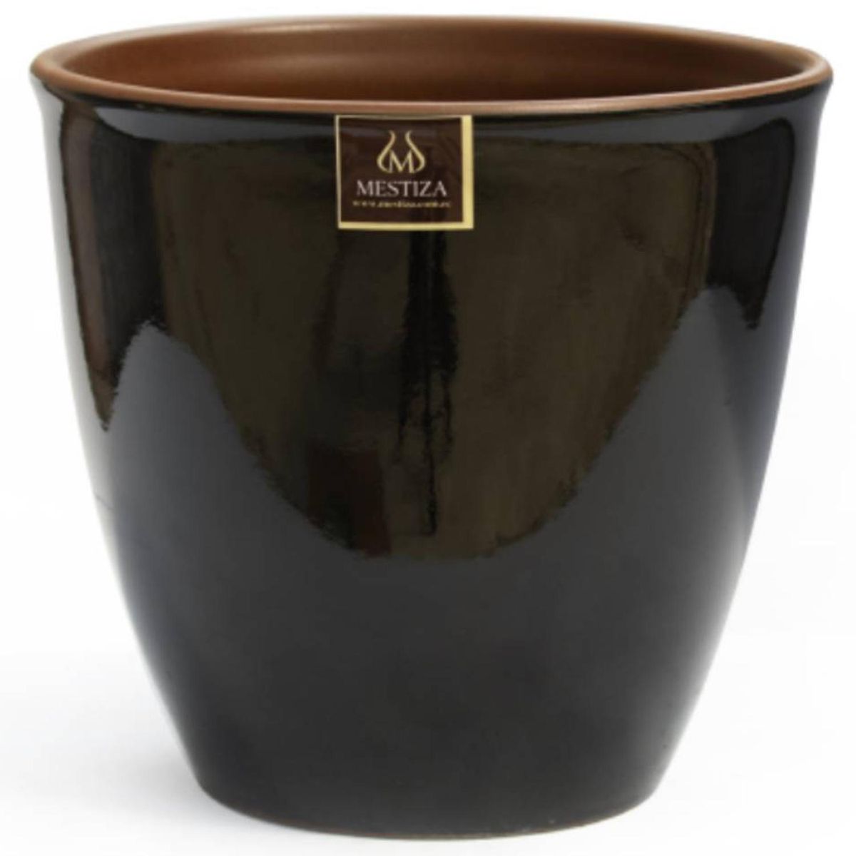 MESTIZA - Macetero Zafiro Cerámica 14x12cm negra / morena