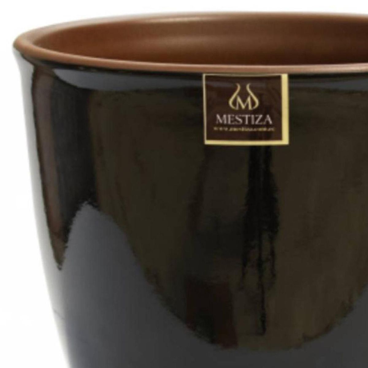MESTIZA - Macetero Zafiro Cerámica 14x12cm negra / morena