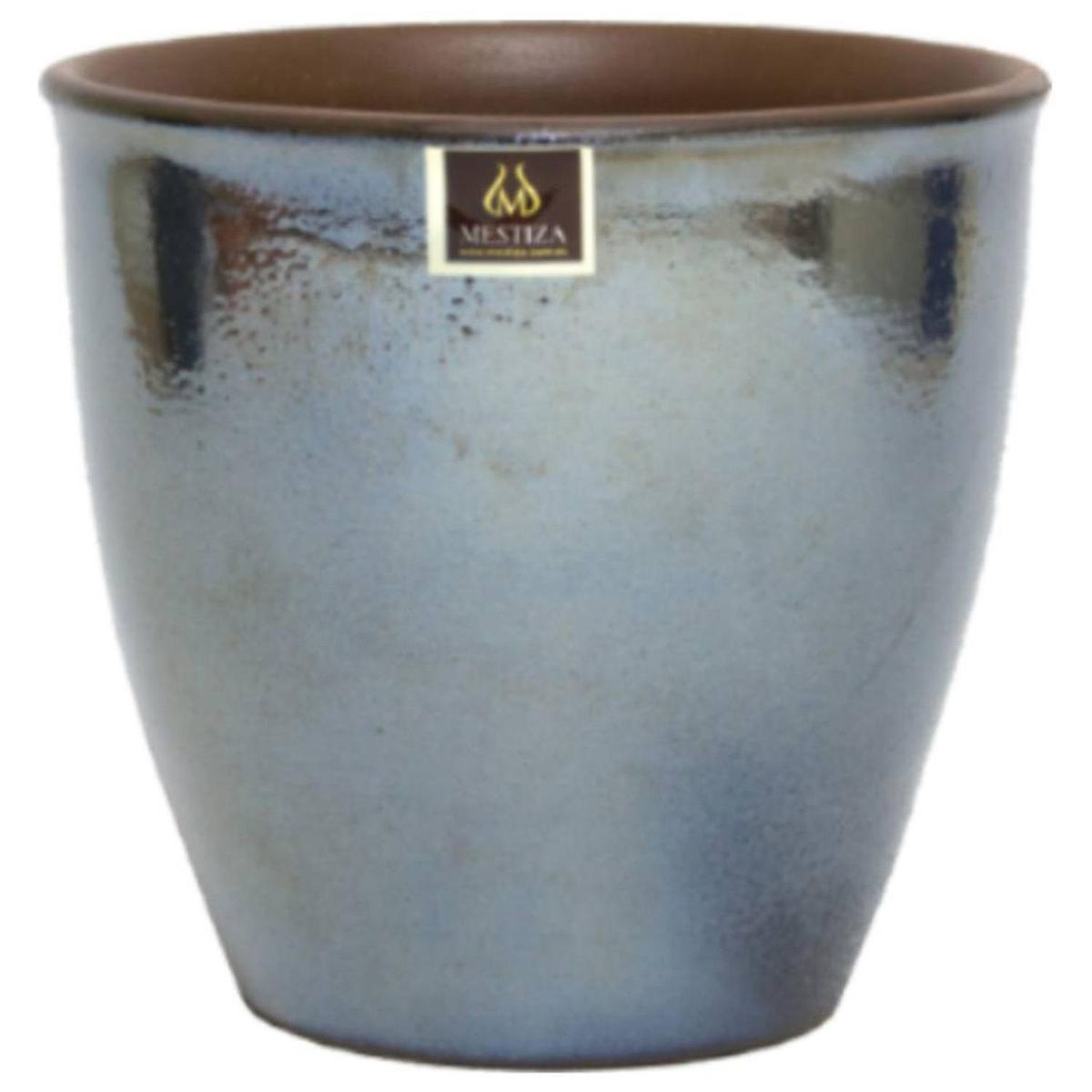 MESTIZA - Macetero Zafiro Cerámica 14x12cm platino / morena