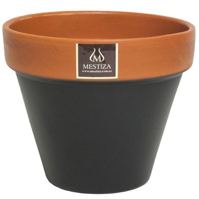 Macetero Kony Cermica 24x20cm negra pizarra / terra