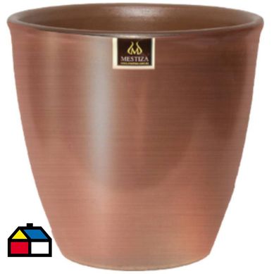 Macetero Zafiro Cermica 14x12cm cobre  / morena