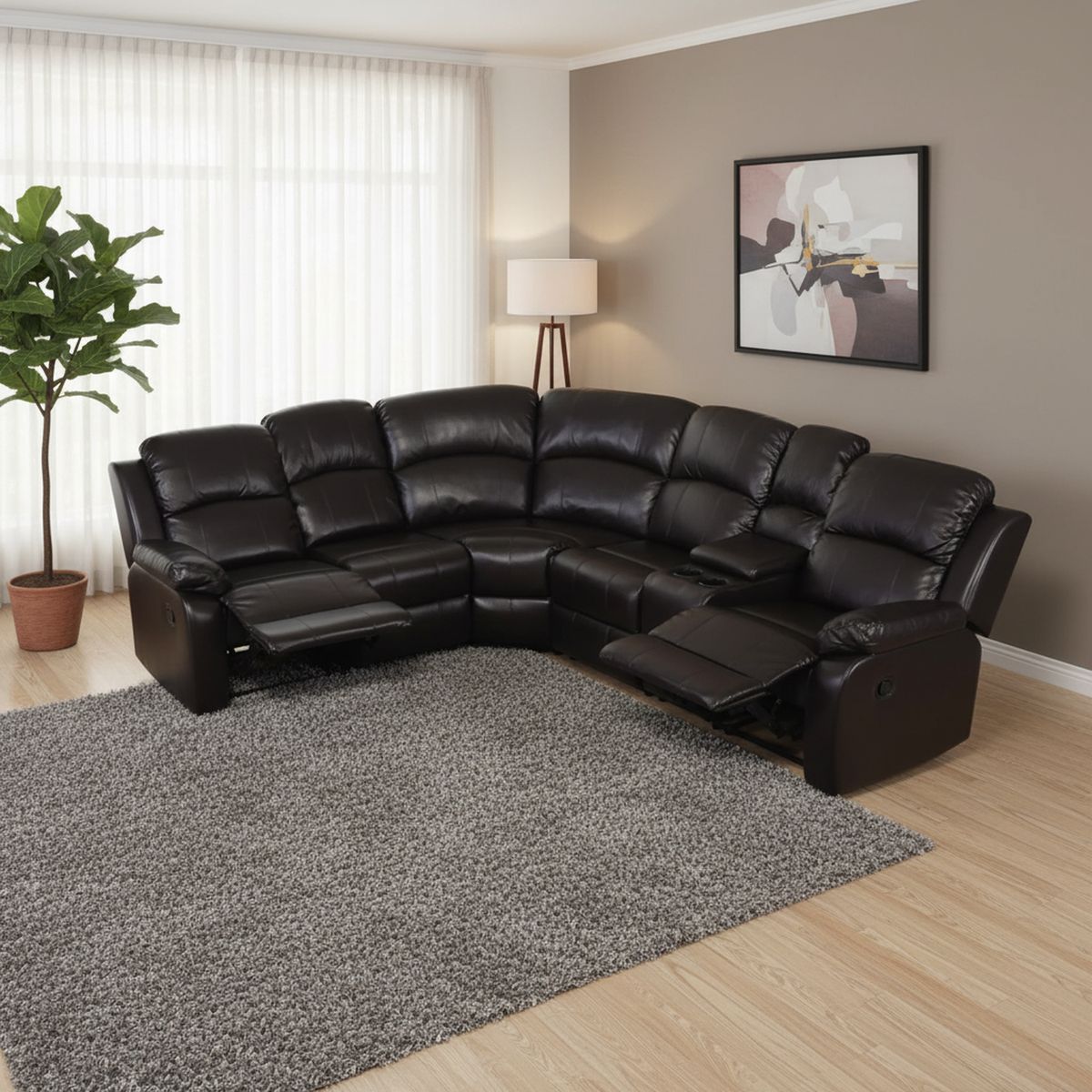 CIC - Sofá Seccional 5 cuerpos ANDALUCIA 205x102x92 cm Café