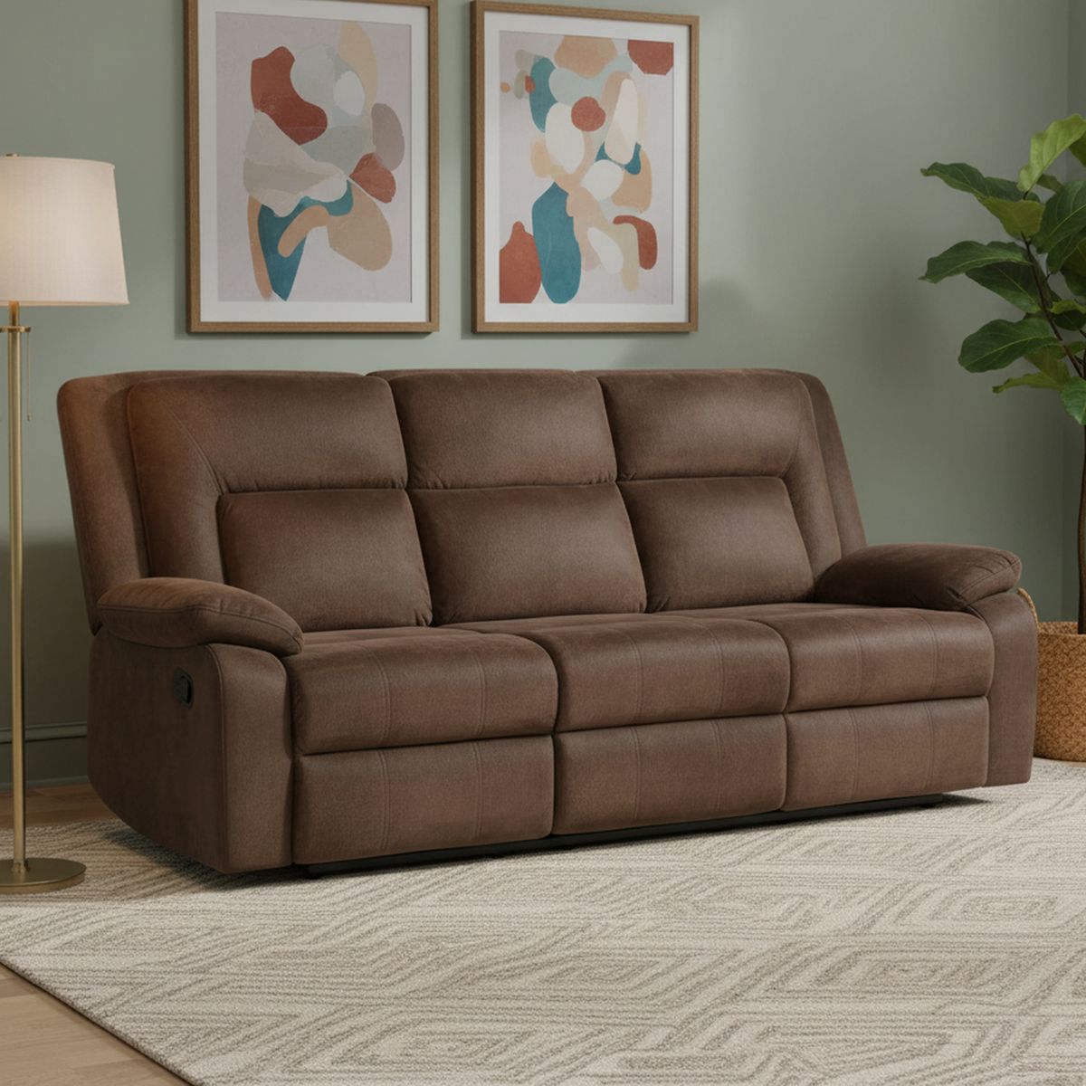 CIC - Sofá Reclinable 3 cuerpos AMBERES 215x99x103 cm Café