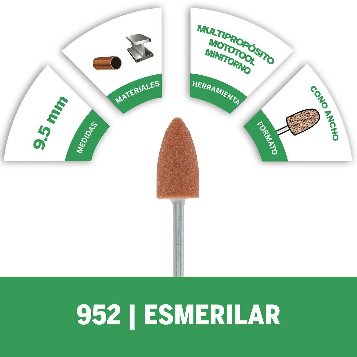 DREMEL - Piedra para taladro eléctrico óxido de aluminio 9,5 mm