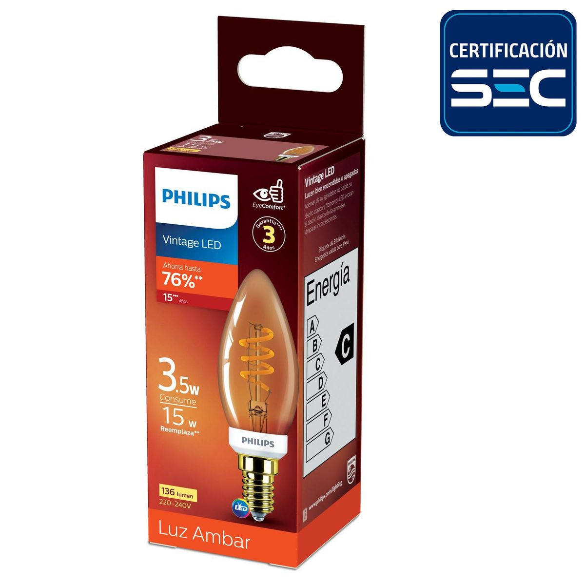 PHILIPS -  3.5 kW 136 lm Luz Cálida