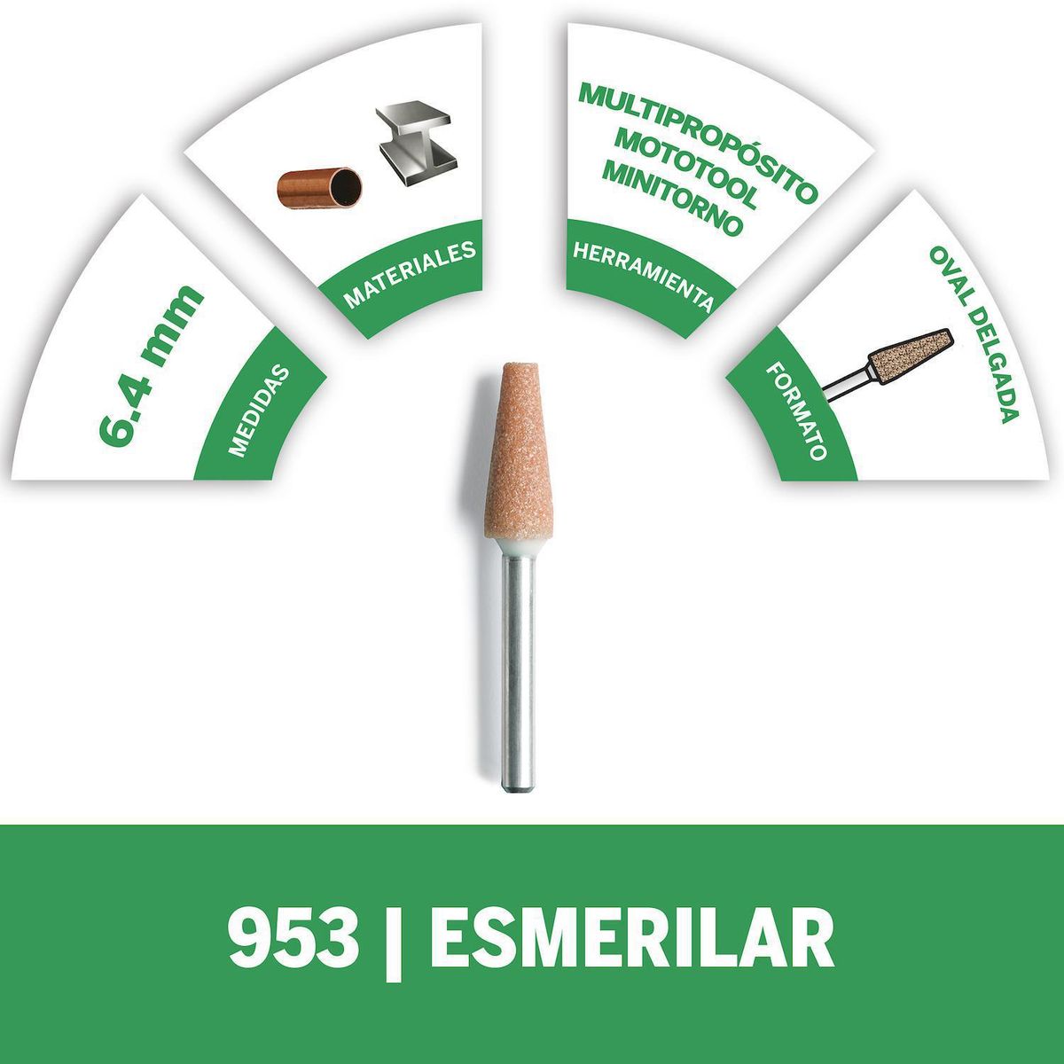 DREMEL - Piedra para taladro eléctrico óxido de aluminio 6,4 mm