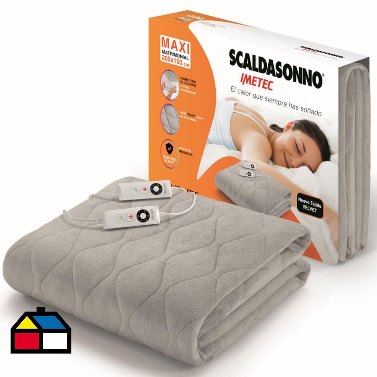 SCALDASONNO - Calientacamas Eléctrica Poliéster 2 plazas 110 W Gris