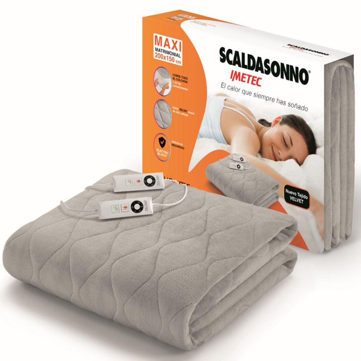 SCALDASONNO - Calientacamas Eléctrica Poliéster 2 plazas 110 W Gris