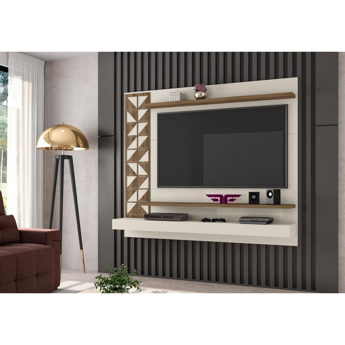 EXIT - Panel TV 60" 160x135x26 cm blanco/canela