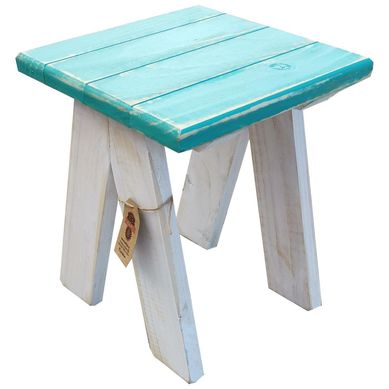 Mesita lateral 25x25x30 cm blanco/turquesa