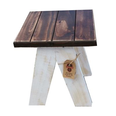 Imagen 2 del producto Mesita lateral 25x25x30 cm blanco/café