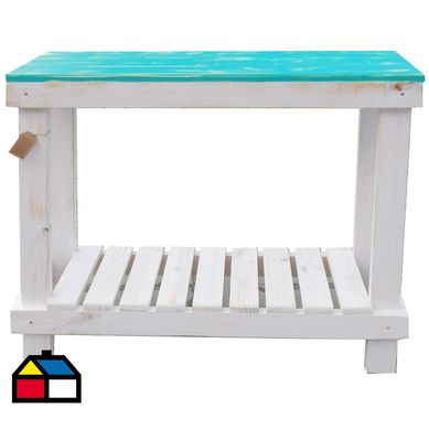Arrimo rstico 90x25x80 cm blanco/turquesa